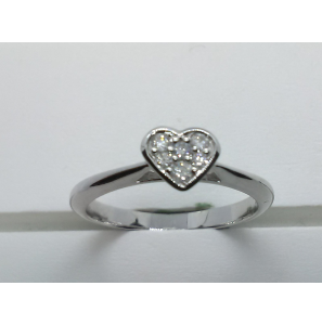 Goud wit dames ring hart vol diam. 0.10 crt. mt. 17 - 3211306