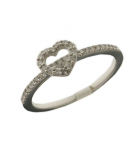 Goud wit dames met open hart vol diam. 0.17 mt. 17 - 3211308