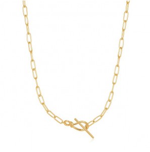 Ania Haie Gold Knot T BAr Chain Necklace M GP - 3211267