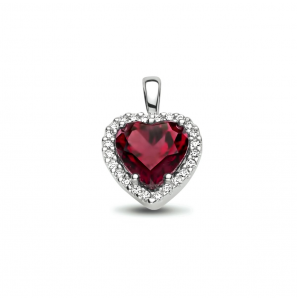 Goud wit hanger hart rhodoliet en diamant 0.10ct h si - 3211279