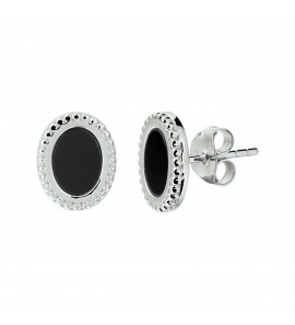 Zilver RH oorknop met onix - 3211281