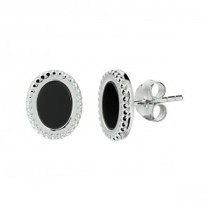 Zilver RH oorknop met onix - 3211281