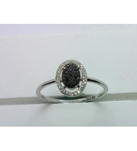 Goud wit dames ring met Zwart diam 0.11 en wit 0.10 crt. mt. 18 - 3211305