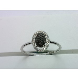 Goud wit dames ring met Zwart diam 0.11 en wit 0.10 crt. mt. 18 - 3211305