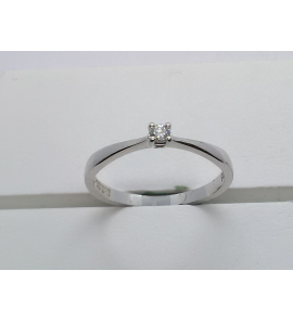 Goud wit dames solitiar ring 4p. met 0.05 crt. mt. 17 - 3211307