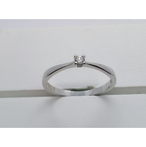 Goud wit dames solitiar ring 4p. met 0.05 crt. mt. 17 - 3211307