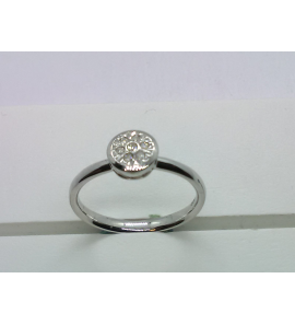 Goud wit dames ring met rond antourage diam. 0.07 mt. 17¢ - 3211309