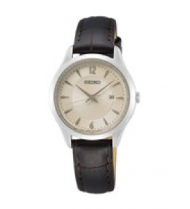 Seiko dames ss bruin leer crame 100m wr - 3211426