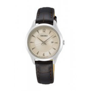 Seiko dames ss bruin leer crame 100m wr - 3211426