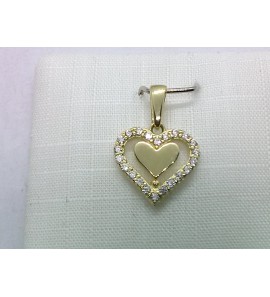 Goud hanger hart met zirkonia&#39;s 11 mm - 3211372