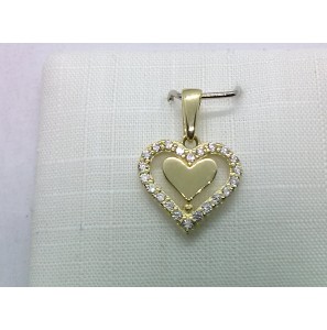 Goud hanger hart met zirkonia&#39;s 11 mm - 3211372