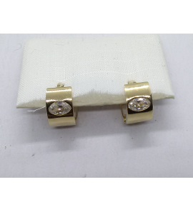 Goud klap-oorringen 10.5x6 mm met zirkonia - 3211382