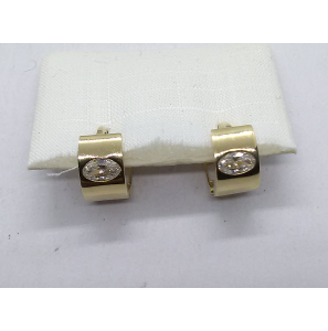 Goud klap-oorringen 10.5x6 mm met zirkonia - 3211382