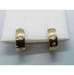Goud klap-oorringen 11.5x2.4 mm met zirkonia - 3211383