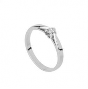 Geel goud dames ring "two hearts in love zetting" 0.05 crt - 3211403