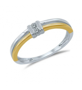 Geel goud dames ring bicolour met 0.08 crt mt. 17 - 3211405