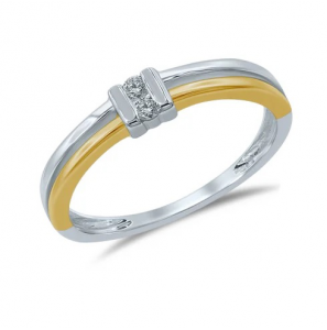 Geel goud dames ring bicolour met 0.08 crt mt. 17 - 3211405