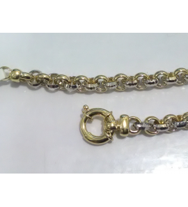 Goud bicolour jasseron armband 5 mm geslepen 19.5 cm - 3212055