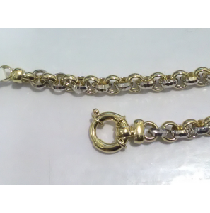 Goud bicolour jasseron armband 5 mm geslepen 19.5 cm - 3212055