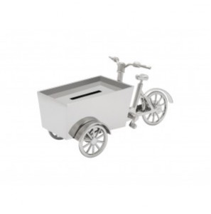 Spaarpot bakfiets zilver kleur - 3211523