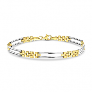 Goud bicolour armband rolex-style 6 mm 19 cm - 3211507