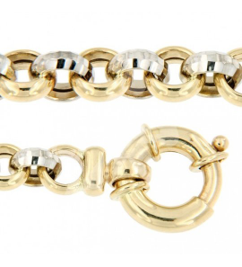 Goud bicolour armband jasseron facet 6 mm 20 cm - 3211503