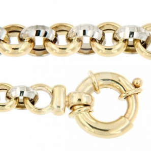 Goud bicolour armband jasseron facet 6 mm 20 cm - 3211503