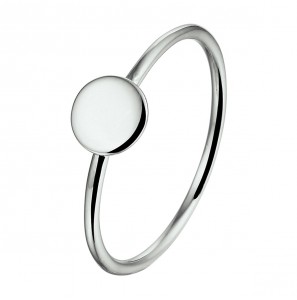 Zilver RH dames ring met rond plaatje mt. 15¼ - 3211550
