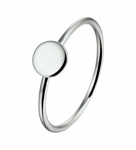 Zilver RH dames ring met rond plaatje mt. 16 - 3211551
