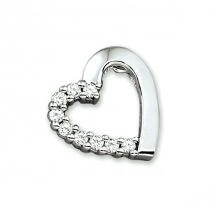 Zilver RH hanger hart open met zirkonia - 3211531