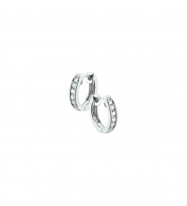 Goud wit klap-oorringenmet zirkonia 11.5 x 2 mm - 3211568