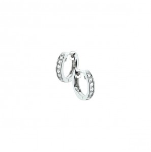 Goud wit klap-oorringenmet zirkonia 11.5 x 2 mm - 3211568