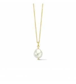 Geelgoud op 925 zilveren collier uitgevoerd met een zoetwaterparel 40+4 cm - 3211594