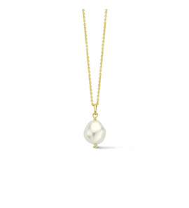 Geelgoud op 925 zilveren collier uitgevoerd met een zoetwaterparel 40+4 cm - 3211594