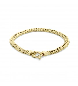 14k Geelgouden gourmet armband met een schakelbreedte van 5.8mm. De armband heeft een draaglengte van 19cm en is uitgevoerd met een groot slot. - 3211602