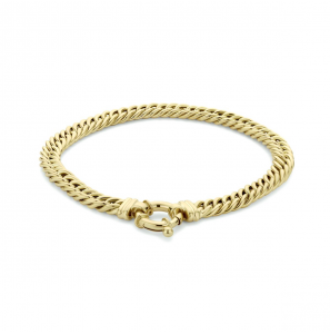 14k Geelgouden gourmet armband met een schakelbreedte van 5.8mm. De armband heeft een draaglengte van 19cm en is uitgevoerd met een groot slot. - 3211602