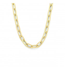 14k Geelgouden collier met daarin een kern van 925 zilver. Het collier is uitgevoerd met een paperclip schakel met een breedte van 5mm. Het collier heeft een draaglengte van 45cm en een stevige karabijn sluiting. - 3211607