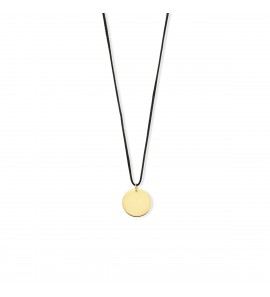 Zwart katoenen collier met een 14k geelgouden hanger verstelbare tot 60cm. 10.5 mm. - 3211620