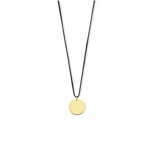 Zwart katoenen collier met een 14k geelgouden hanger verstelbare tot 60cm. 10.5 mm. - 3211620