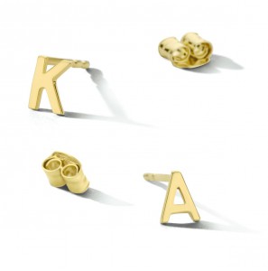 Goud oorknop letter E (per stuk) - 3211633
