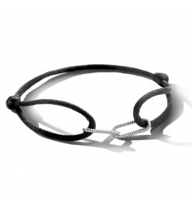 Armband satijn met paperclip schakels - 3211647