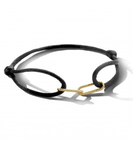 Armband satijn met paperclip schakels geel verguld - 3211648