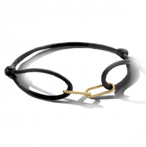 Armband satijn met paperclip schakels geel verguld - 3211648