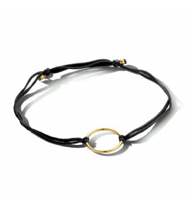 Armband katoen met cirkel geel verguld - 3211649