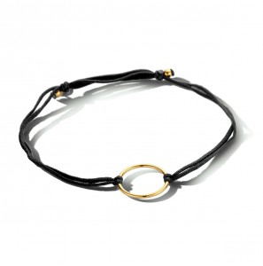 Armband katoen met cirkel geel verguld - 3211649