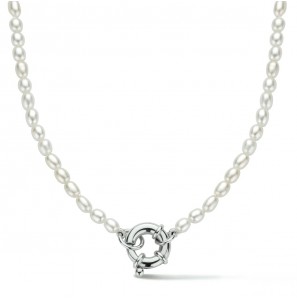Zilver collier parel 3.8 mm 41 cm - 3211696