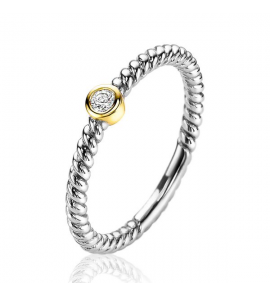 ZINZI zilv. ring bicolor gedraaid met zirconia maat 54 - 3211779