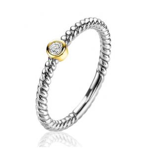ZINZI zilv. ring bicolor gedraaid met zirconia maat 54 - 3211779