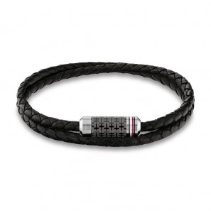 TJ Wrap braided leather bracelet zwart - 3211789