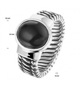 Zilveren herenring geoxideerd met onyx 12x10 mm maat 21 - 3181624